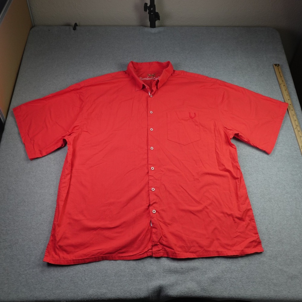 Bamboo Cay Shirt Mens 4XL Red Orange Tropical Casual Short Sleeve Button Up